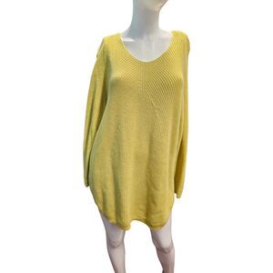 J Jill Neon Yellow Sweater Womens Size XL Oversized Fit